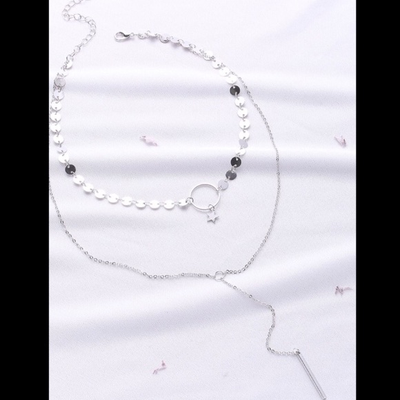 3-$15 Layered Sequin Star+Bar Pendant Y Chain Necklace - Picture 2 of 5